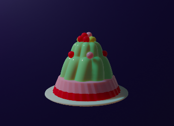Floating Space Jelly - Pistachio & Cherry Blancmange