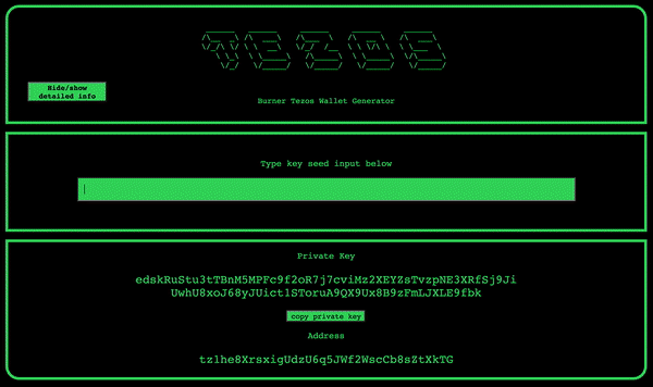 Burner Tezos Wallet Generator